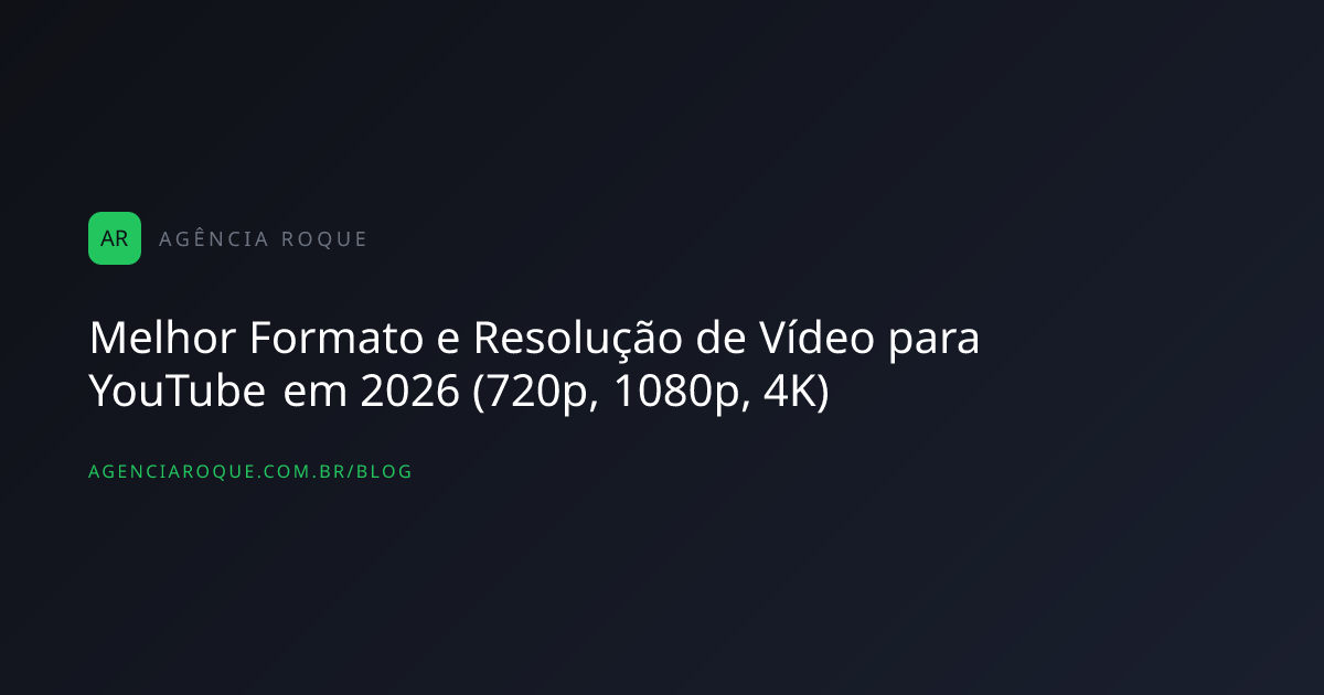 Melhor Formato e Resolução de Vídeo para YouTube em 2026 (720p, 1080p, 4K)
