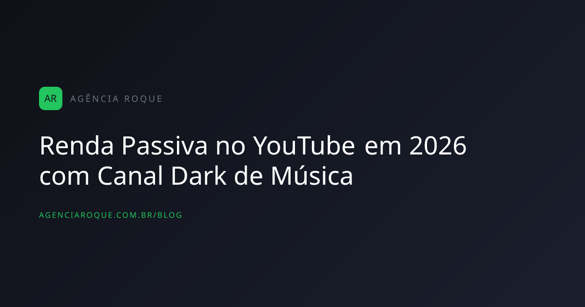 Gráfico mostrando crescimento de canais dark de música no YouTube (2024-2026), com ícones de moeda em dólar e IA