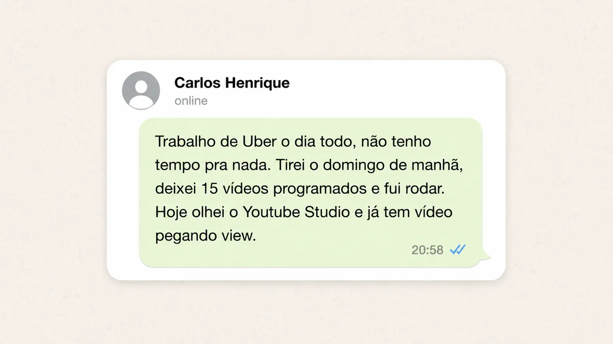 Mensagem de aluno da Sinfonia Oculta: motorista de Uber programou 15 vídeos num domingo e o canal já pega visualização