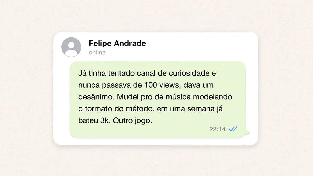 Mensagem de aluno da Sinfonia Oculta: trocou o canal de curiosidades pelo de música e bateu 3 mil visualizações em uma semana